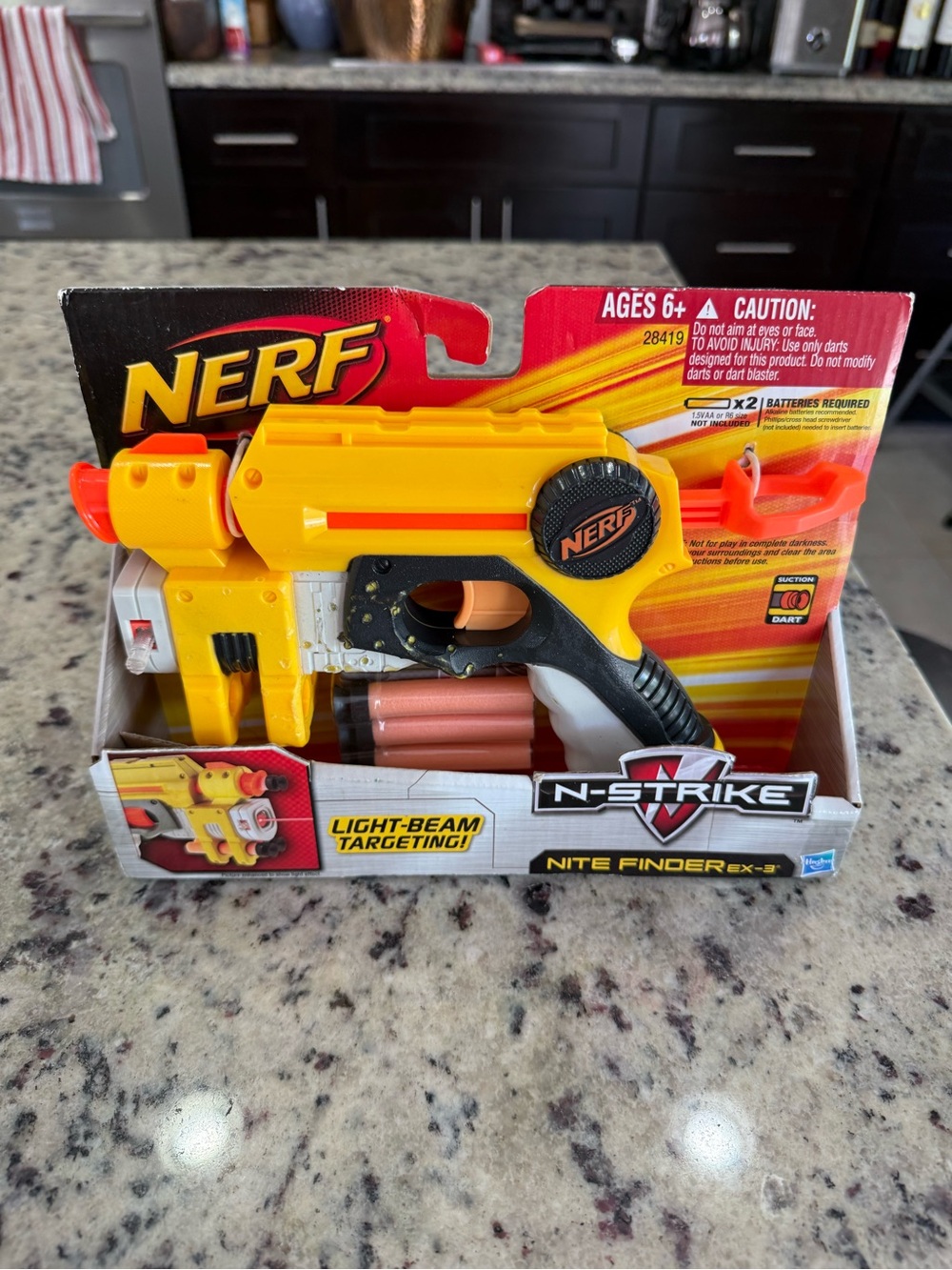 Nerf N-Strike Nite Finder EX-3 Blaster in Yellow and Orange with Black Grip